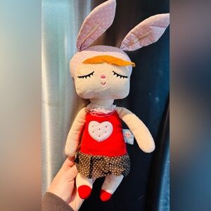 Metoo Cute Bunny Plush Toy with Red Dress